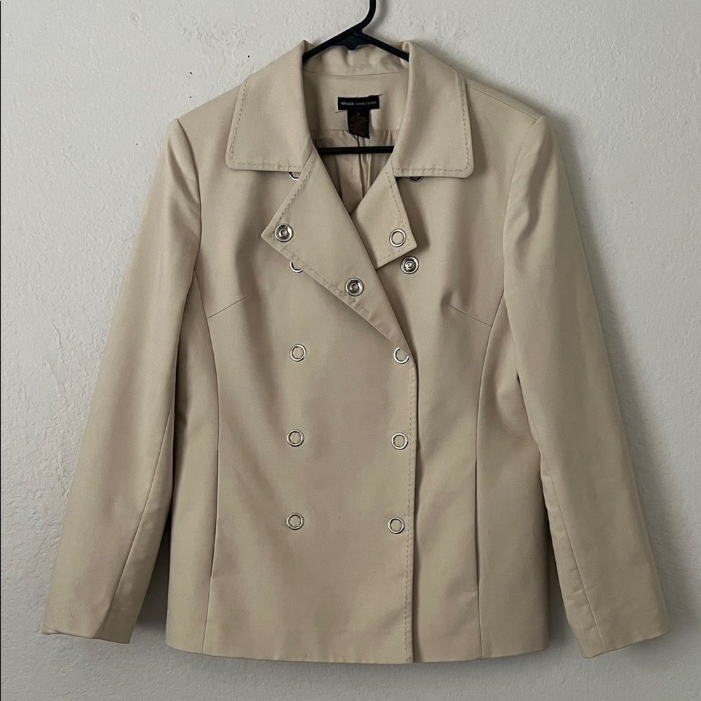 Grace Dane Lewis Women's Tan Double-Breasted Pea Coat Snap Front in SIze 10